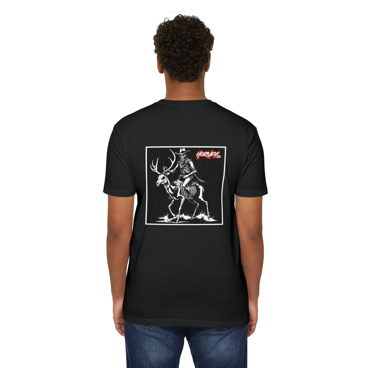 Skeleton Riding Horney Deer Tee